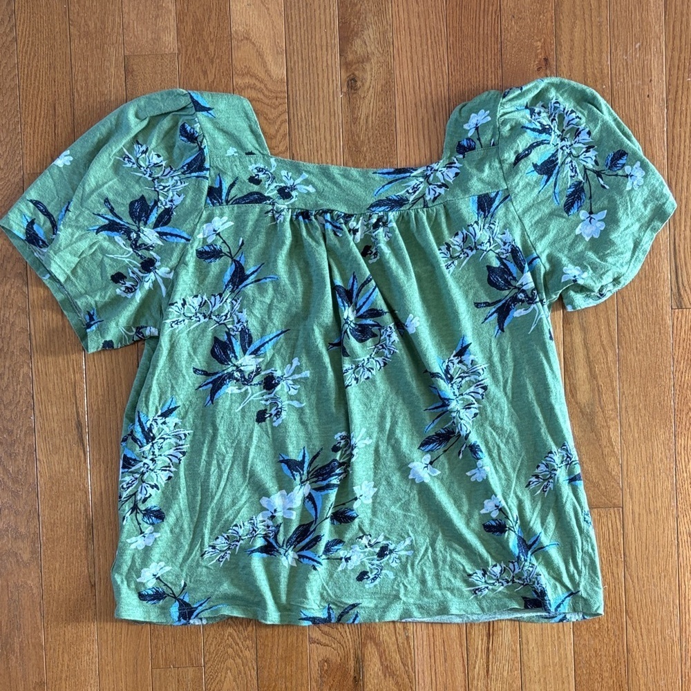 Lucky Brand Green Floral Blouse Size Large Top - Picture 3 of 5